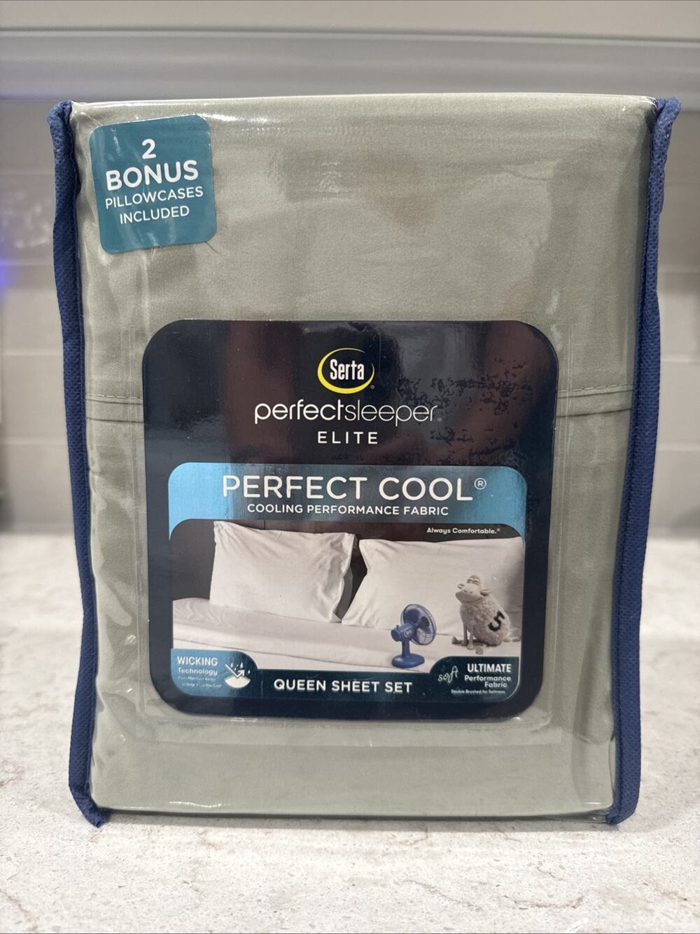 6 Pc QUEEN Green Serta Perfect Cool Sleeper Elite Prochill Cool Fabric Sheet Set